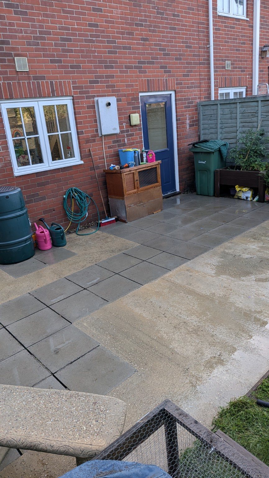 Patio after pressure washing by Hamblin Property Care