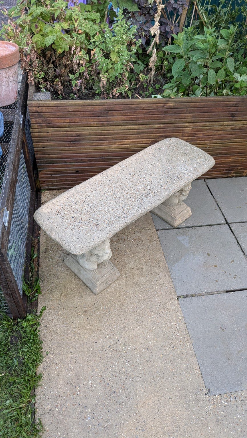 Stone bench after pressure washing